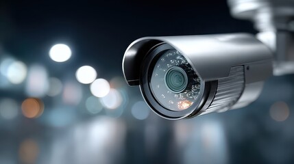 Security Camera Surveillance System with Blurred Background at Night