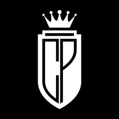 CP Vector logo initials shield with royal crown minimalist, elegant style