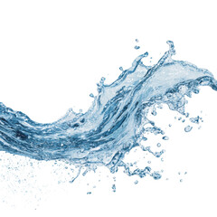 Dynamic splash of clear water captured in motion showing vibrant waves and droplets