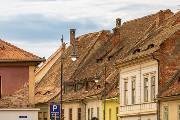 Sibiu, Romania. Historical downtown of medieval Saxon city in famous Transylvania