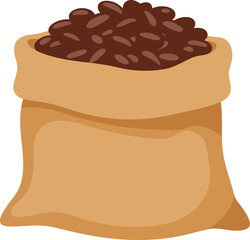 Full sacks of roasted coffee beans for brewing delicious coffee drinks and beverages flat design vector illustration white background
