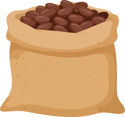 Sack of roasted coffee beans bursting with flavor and aroma for your brewing pleasure flat design vector illustration white background