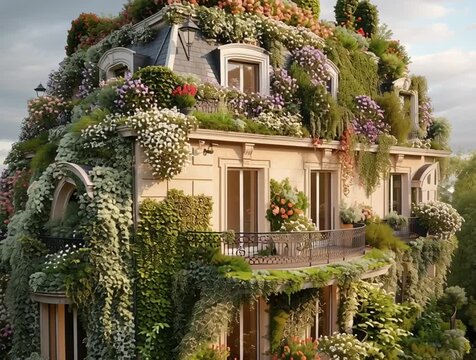 Flowering building in Paris