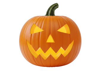 Festive jackolantern with a classic carved face isolated on transparent background, perfect for halloween decorations and autumn celebrations