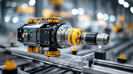 Industrial Automation: Precision Robotic Arm Component Close-Up in Factory