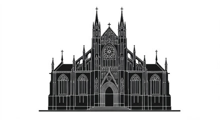 Fototapeta premium black vector of gothic church in silhouette