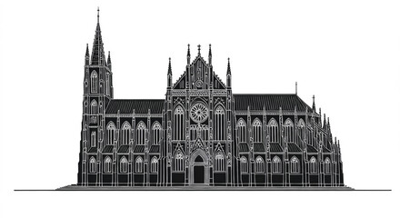 Obraz premium black vector of gothic church in silhouette