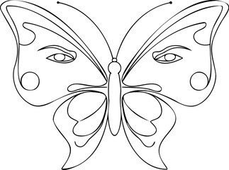 Abstract Butterfly with Human Face Features Line Art Symbolizing Continous line drawing