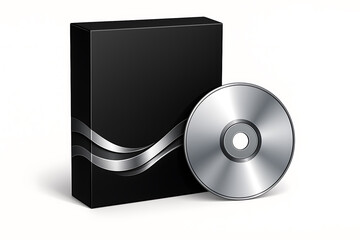 Software package box with silver compact disc for technology installation