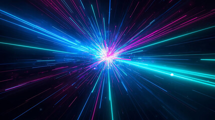 Futuristic glowing light beams with vibrant energy burst.
