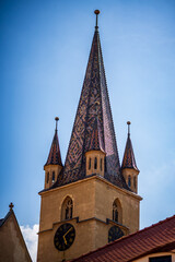Sibiu, Romania. Historical downtown of medieval Saxon city in famous Transylvania