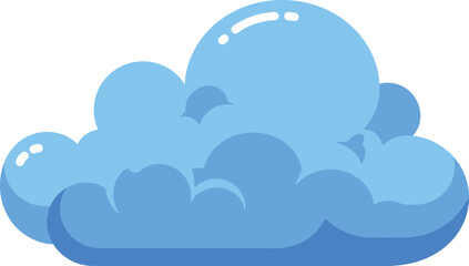 Stylized blue cloud icon for weather apps and design projects a simple cartoon cloud graphic flat design vector illustration white background