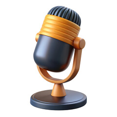 3d vintage microphone isolated on transparent background
