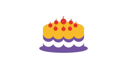 A colorful illustration of a two tiered birthday cake with candles