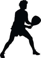Silhouette of a Man Playing Tennis with a Racket on a White Background player male