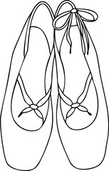 Continous line drawing Outline Ballet Slippers with Bows shoes dance © Sanot