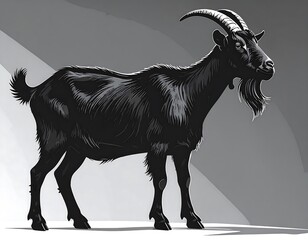 Black goat in profile