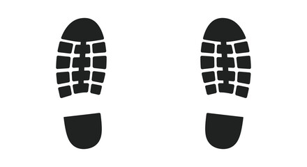 Black footprints on a white background showcasing sole pattern details
