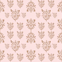 Pink Botanical Seamless Pattern – Elegant Leaf Design
