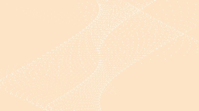 An abstract animated background featuring a soft bisque color with dotted patterns forming a zigzag 3D shape that rotates vertically. The dynamic motion creates a futuristic and minimalistic.
