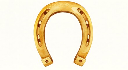 Golden horseshoe icon isolated on white background for luck and success