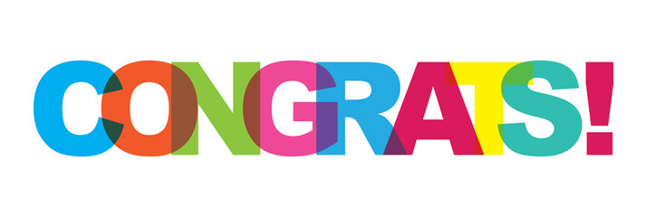 Colorful congrats typography celebration graphic