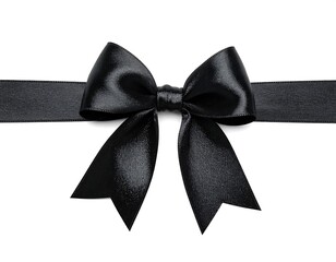 Black satin ribbon bow on white background (1)