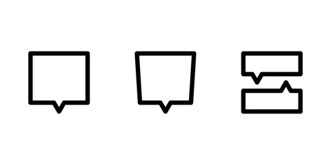 Speech bubble icon, Minimal chat bubble icons for messages and communication, Message Outline Symbol, Dialogue Box Vector, Simple Speech Balloon Design, Communication Interface Element, Vector.