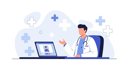 Virtual doctor consultation vector concept, healthcare, tele medicine and support online, medical