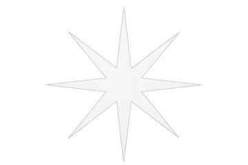 Obraz premium White eight pointed star shape creating a decorative sparkle or burst icon on transparent background