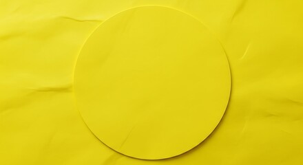 Bright yellow circular platform on a textured yellow background circle disc