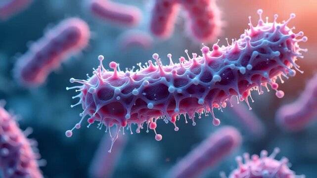 Microscopic view of bacteria with colorful structure and detail  