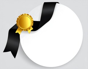 Blank circle, gold medal, black ribbon