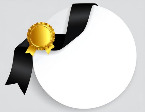 Blank circle, gold medal, black ribbon
