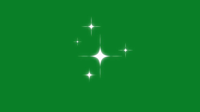 Shining white twinkling lights twinkle on a green screen background. Sparkle stars like a flash, magic tail, sparkling glitter star dust trail loop animation video. 4k