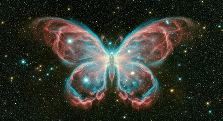 Celestial Butterfly Spreads Cosmic Wings Across Infinity’s Starry Night Sky