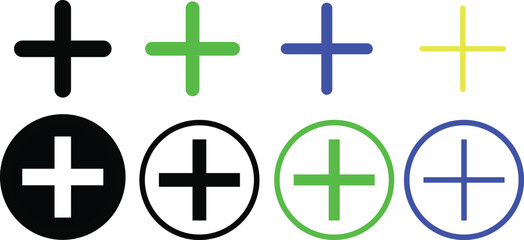 Plus Icon  set. Additional sign. Health symbol icon