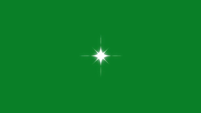 Sparkling stars animation. fast star burst glitter motion, white cartoon blinking stars, flat vector doodle sparkle, glowing light trails, 2D shining twinkle effect on green screen background.