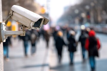 cctv camera on the street with people walking