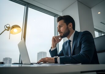 Pensive Entrepreneur Holding Whisk: Business Strategy Concept