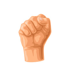 Human hand with a clenched fist. Vector color illustration isolated on a white background. Sign for web, poster, info graphic