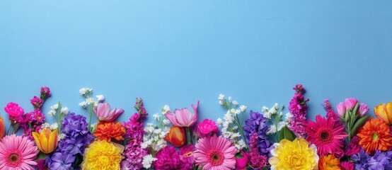 Fototapeta premium colorful spring flowers border