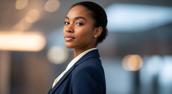 Young Black Woman Entrepreneur Working on Laptop in Modern Office
