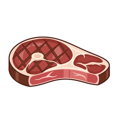 Cartoon illustration of a raw steak with grill marks.