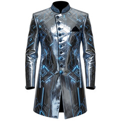 Shiny silver nehru jacket isolated on transparent background