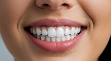 Fototapeta premium Close up of a smiling person showing healthy white teeth