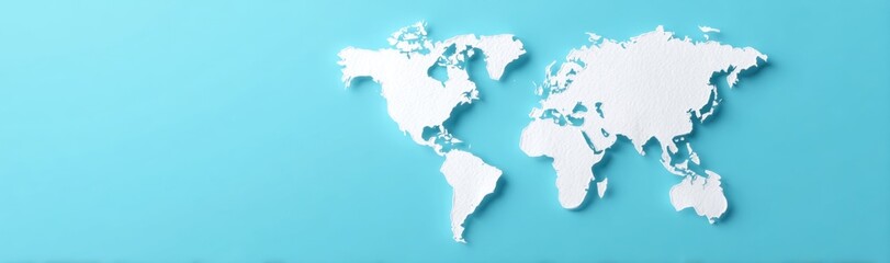 world map on a blue background with copy space