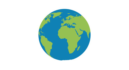 Colorful globe earth illustration showing continents and oceans for global concepts Flat design vector illustration white background.