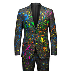 Artistic paint splatter suit isolated on transparent background