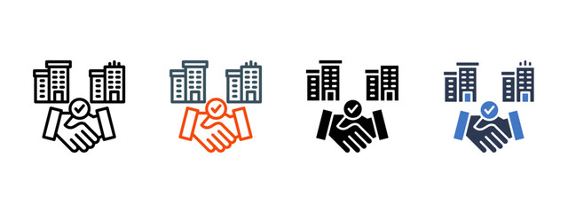 Corporate Agreement multiple icon style vector illustration